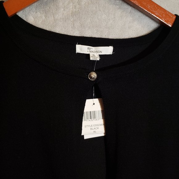 NWT 89th+Madison Black Cardigan Single Button Sweater Women's XL New With Tags - Picture 4 of 11